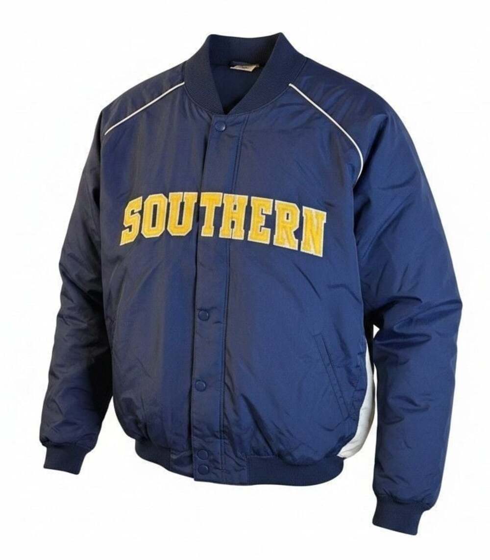 Russell Athletic Southern Blue Insulated Snap Bomber Jacket XL